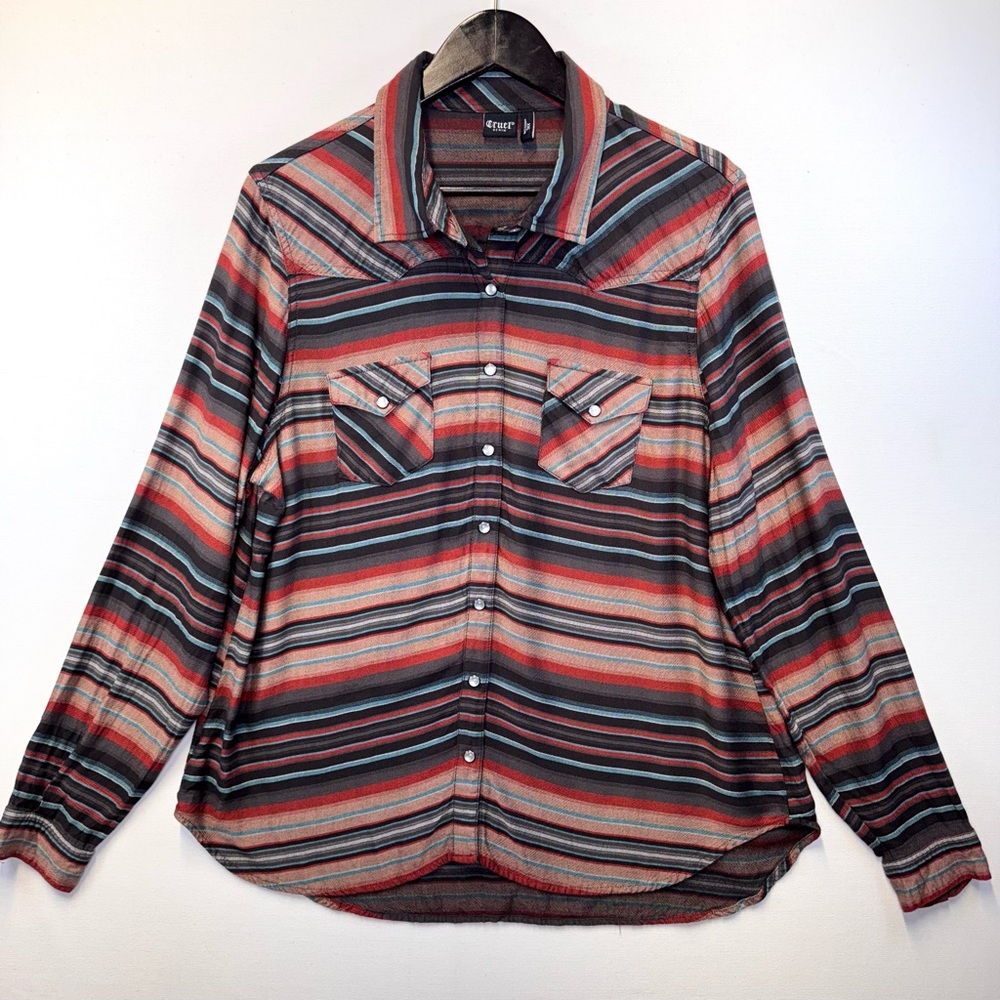 Cruel‎ Denim women’s pearl snap long sleeve shirt top size XXL Southwest Western
